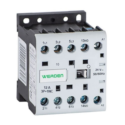 Contactor AC Mini de 12A 24V 3 Polos con 1 Contacto cerrado 1NC-imagen_A