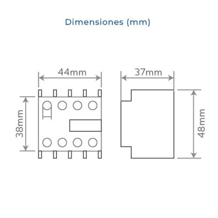 Bloque auxiliar con contactos 2 abiertos + 2 cerrados 2NA+2NC para Mini Contactor AC-imagen_B