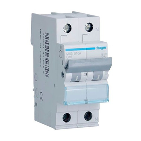 Automatico Magnetotermico HAGER 1P+Neutro 10A MUN510A-imagen_A