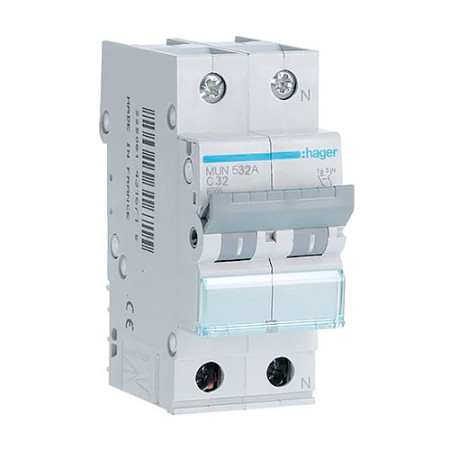 Automatico Magnetotermico HAGER 1P+Neutro 32A MUN532A-imagen_A