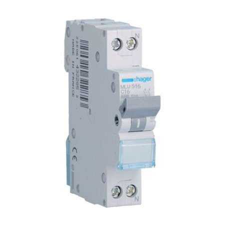 Automatico Magnetotermico DPN HAGER 1P+Neutro 16A MLU516-imagen_A