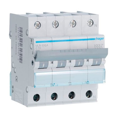 Automatico Magnetotermico HAGER 3P+Neutro 10A MUN610A-imagen_A