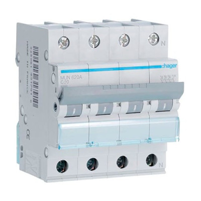 Automatico Magnetotermico HAGER 3P+Neutro 20A MUN620A-imagen_A