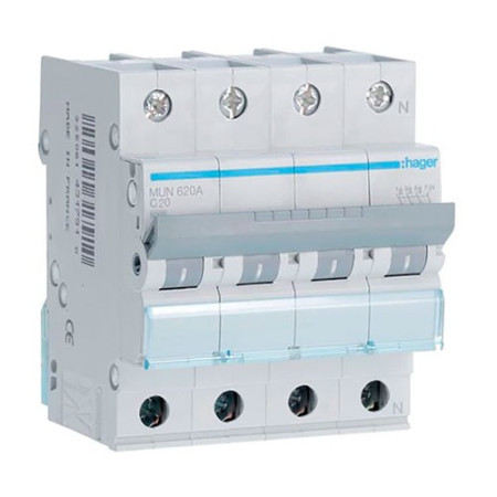 Automatico Magnetotermico HAGER 3P+Neutro 20A MUN620A-imagen_A
