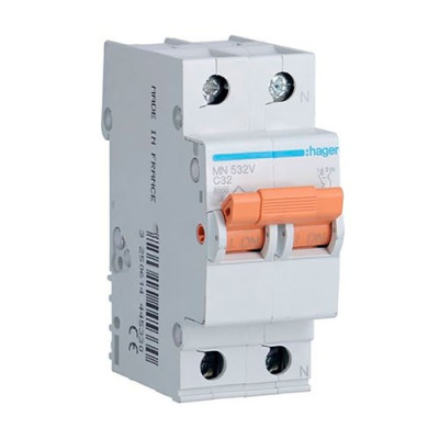 Automatico Magnetotermico HAGER 1P+Neutro 32A vivienda MN532V-imagen_A