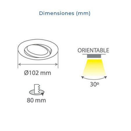 Aro downlight BIG basculante circular Cromo Mate para bombilla LED GU10-imagen_B