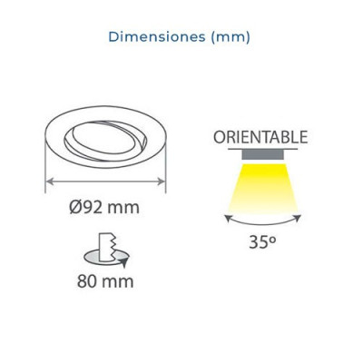 Aro downlight orientable circular Aluminio Rayado para bombilla LED GU10-imagen_B