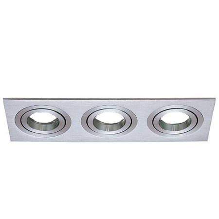 Aro downlight rectangular orientable Aluminio Rayado para 3 bombillas LED GU10-imagen_A