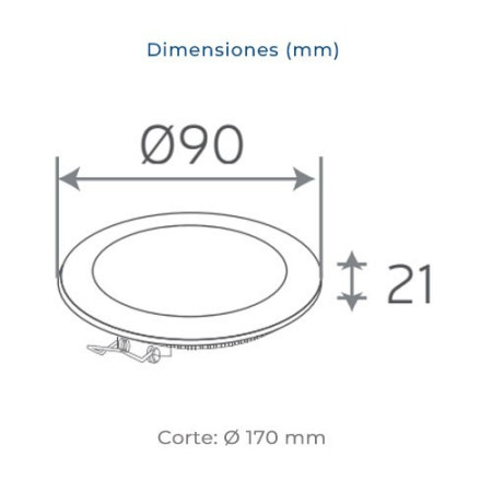 Downlight LED empotrable circular Blanco de 3W Luz fria 6000K-imagen_B