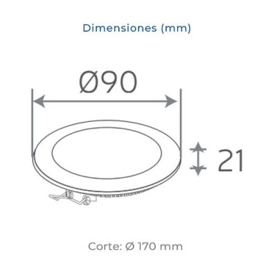Downlight LED empotrable circular Blanco de 3W Luz dia 4500K-imagen_B