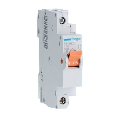 Automatico Magnetotermico DPN HAGER 1P+Neutro 32A vivienda MN932V-imagen_A