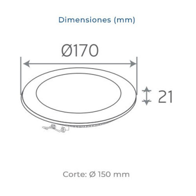 Downlight LED empotrable circular Niquel Satinado de 12W Luz fria 6000K-imagen_B