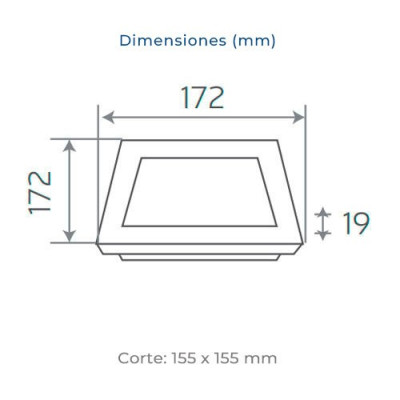 Downlight LED empotrable cuadrado Blanco de 12W Luz fria 6000K-imagen_B