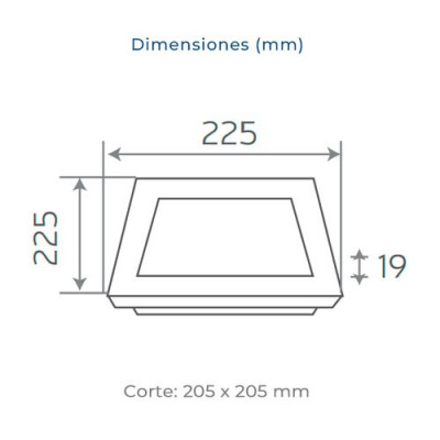 Downlight LED empotrable cuadrado Blanco de 18W Luz calida 3000K-imagen_B