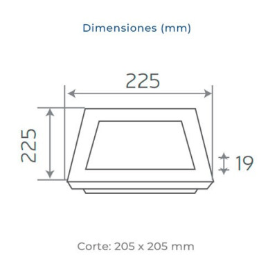 Downlight LED empotrable cuadrado Niquel Satinado de 18W Luz fria 6000K-imagen_B