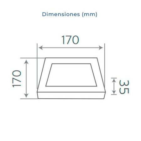 Downlight LED superficie cuadrado Blanco 12W Luz fria 6000K-imagen_B