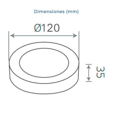 Downlight LED superficie circular Blanco 6W Luz calida 3000K-imagen_B