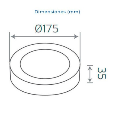 Downlight LED superficie circular Blanco 12W Luz calida 3000K-imagen_B