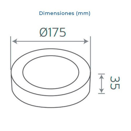 Downlight LED superficie circular Blanco 12W Luz calida 3000K-imagen_B