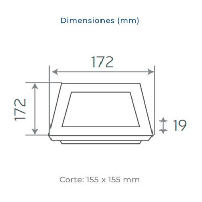 Downlight LED empotrable cuadrado Blanco de 12W Luz dia 4500K-imagen_B