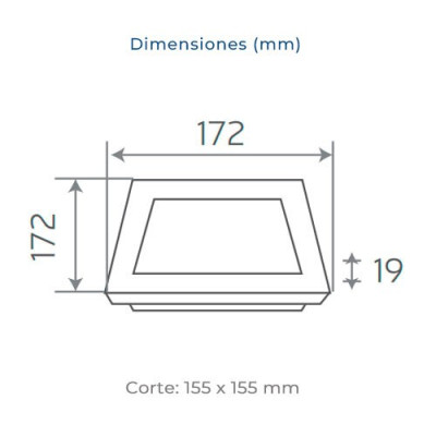 Downlight LED empotrable cuadrado Blanco de 12W Luz calida 3000K-imagen_B