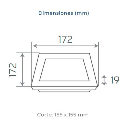 Downlight LED empotrable cuadrado Blanco de 12W Luz calida 3000K-imagen_B