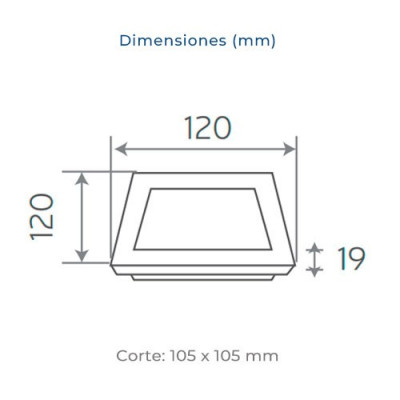 Downlight LED empotrable cuadrado Blanco de 6W Luz dia 4500K-imagen_B