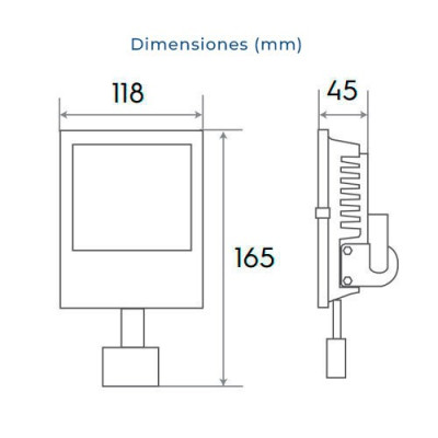 Proyector LED exterior 20W Luz fria con sensor de movimientos-imagen_B