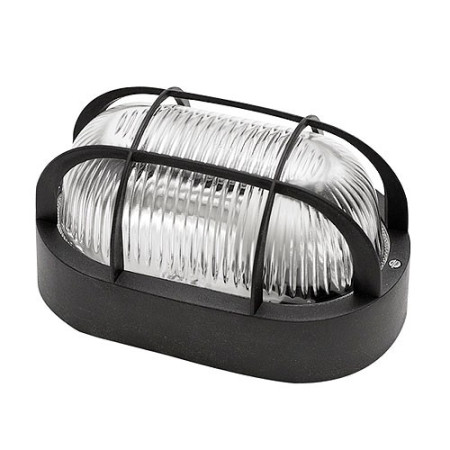 Aplique exterior IP44 ovalado negro con rejilla y portalamparas E27-imagen_A