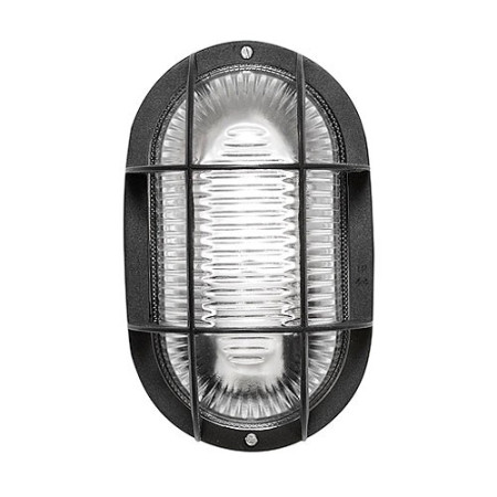 Aplique exterior IP44 ovalado negro con rejilla y portalamparas E27-imagen_B