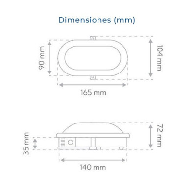 Aplique LED 10W 700 lumenes Luz fria 6000K Blanco exterior IP54-imagen_C