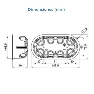 Caja empotrar en Pladur de 2 mecanismos-imagen_B
