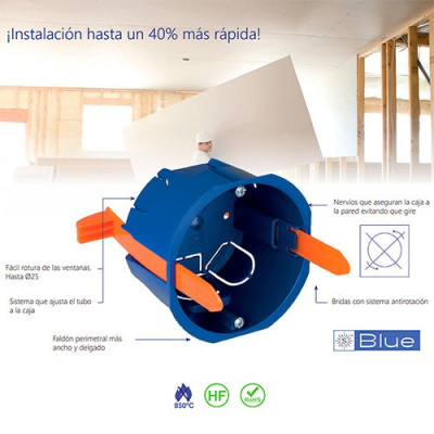 Caja empotrar en Pladur de 3 mecanismos fijacion por bridas-imagen_C