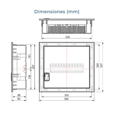 Cuadro electrico de Empotrar de 14 elementos con puerta metalica Solera MP14-imagen_B