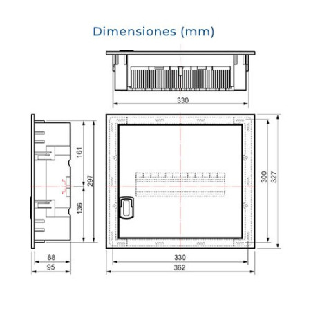 Cuadro electrico de Empotrar de 14 elementos con puerta metalica Solera MP14-imagen_B
