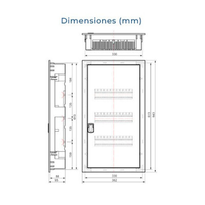 Cuadro electrico de Empotrar de 42 elementos con puerta metalica Solera MP42-imagen_B