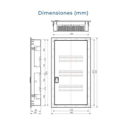 Cuadro electrico de Empotrar de 42 elementos con puerta metalica Solera MP42-imagen_B