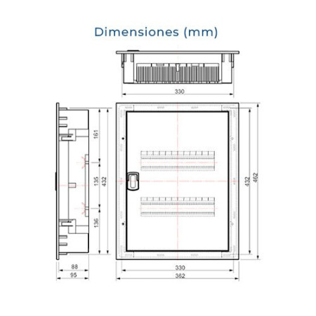 Cuadro electrico de Empotrar para PLADUR de 28 elementos con puerta metalica Solera MP28HGW-imagen_C