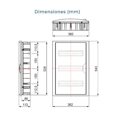 Cuadro electrico de Empotrar para PLADUR de 42 elementos con puerta blanca SOLERA 5260HGW-imagen_C