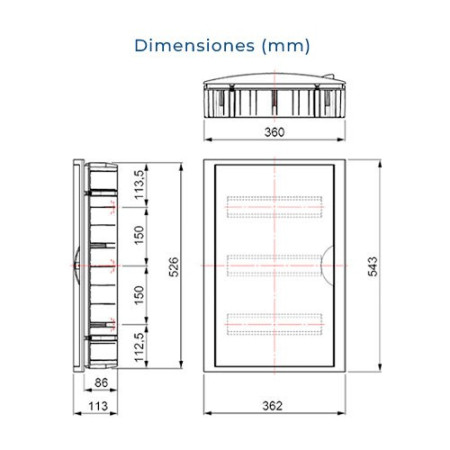 Cuadro electrico de Empotrar para PLADUR de 42 elementos con puerta blanca SOLERA 5260HGW-imagen_C