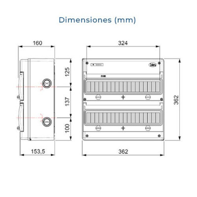 Cuadro electrico exterior estanco IP65 de 36 elementos SOLERA 1336P-imagen_B