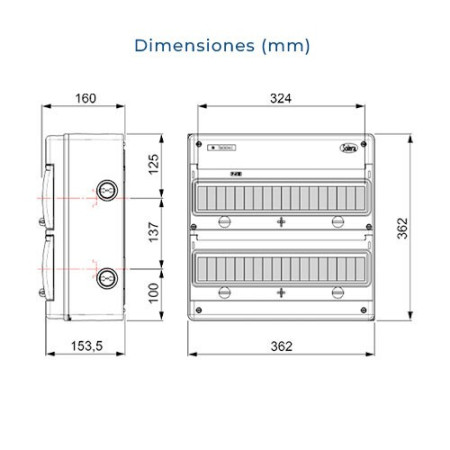 Cuadro electrico exterior estanco IP65 de 36 elementos SOLERA 1336P-imagen_B