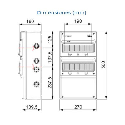 Cuadro electrico exterior estanco IP65 de 22 elementos SOLERA 1322P-imagen_B
