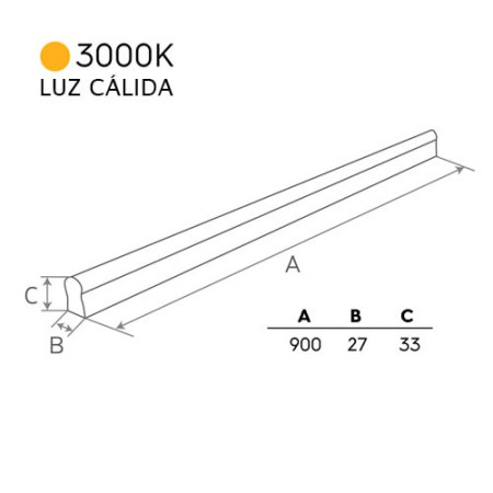 Regleta LED superficie de 90 cm y 14W-1.000lumenes en Luz calida 3000K-imagen_C
