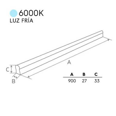 Regleta LED superficie de 90 cm y 14W-1.000lumenes en Luz fria 6000K-imagen_C Regleta LED superficie de 90 cm y 14W-1.000lumenes en Luz fria 6000K-imagen_C
