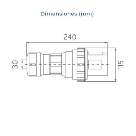 Enchufe Cetac clavija 3 Polos + Neutro + Tierra, 63A roja IP67-imagen_B