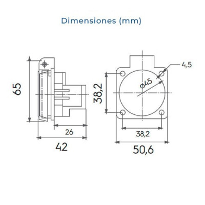 Base empotrar Schuko 2 Polos + Tierra 16A azul IP44-imagen_B