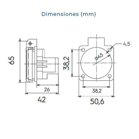 Base empotrar Schuko 2 Polos + Tierra 16A azul IP44-imagen_B
