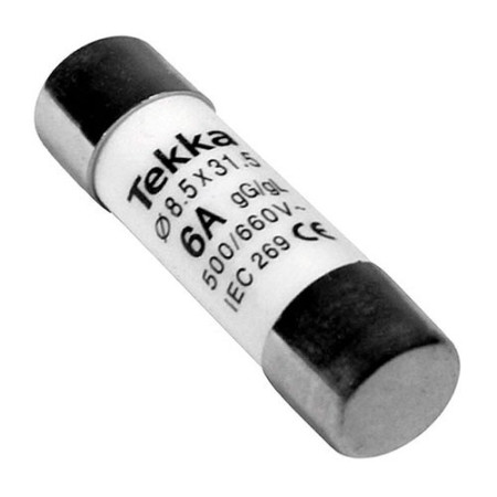 Fusible 8x31 de 6A (400V) clase gG 20kA tipo cilindrico-imagen_A Fusible 8x31 de 6A (400V) clase gG 20kA tipo cilindrico-imagen_A