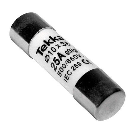 Fusible 10x38 de 25A (500V) clase gG 100kA tipo cilindrico-imagen_A